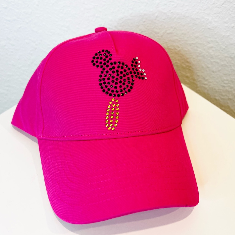 💕Disney Mickey Mouse IceCream Baseball Cap - Pink w/ Stones💕